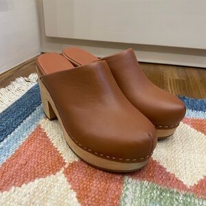 Charlotte Stone Marlo Mule Platform Clog in Luggage Leather Brown/Tan size 7 US